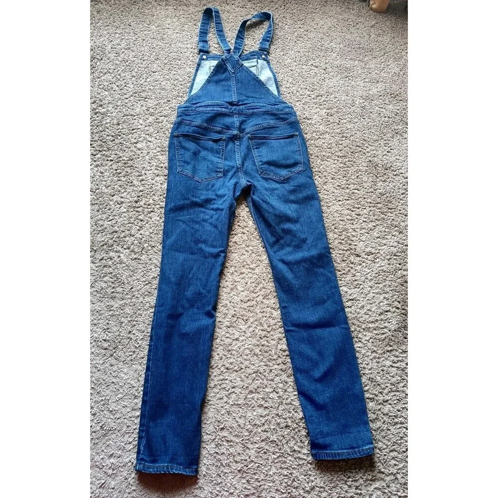 Free People Overalls Women's Size 27 Denim Bib Zip Pockets Adjustable Straps - Picture 3 of 5